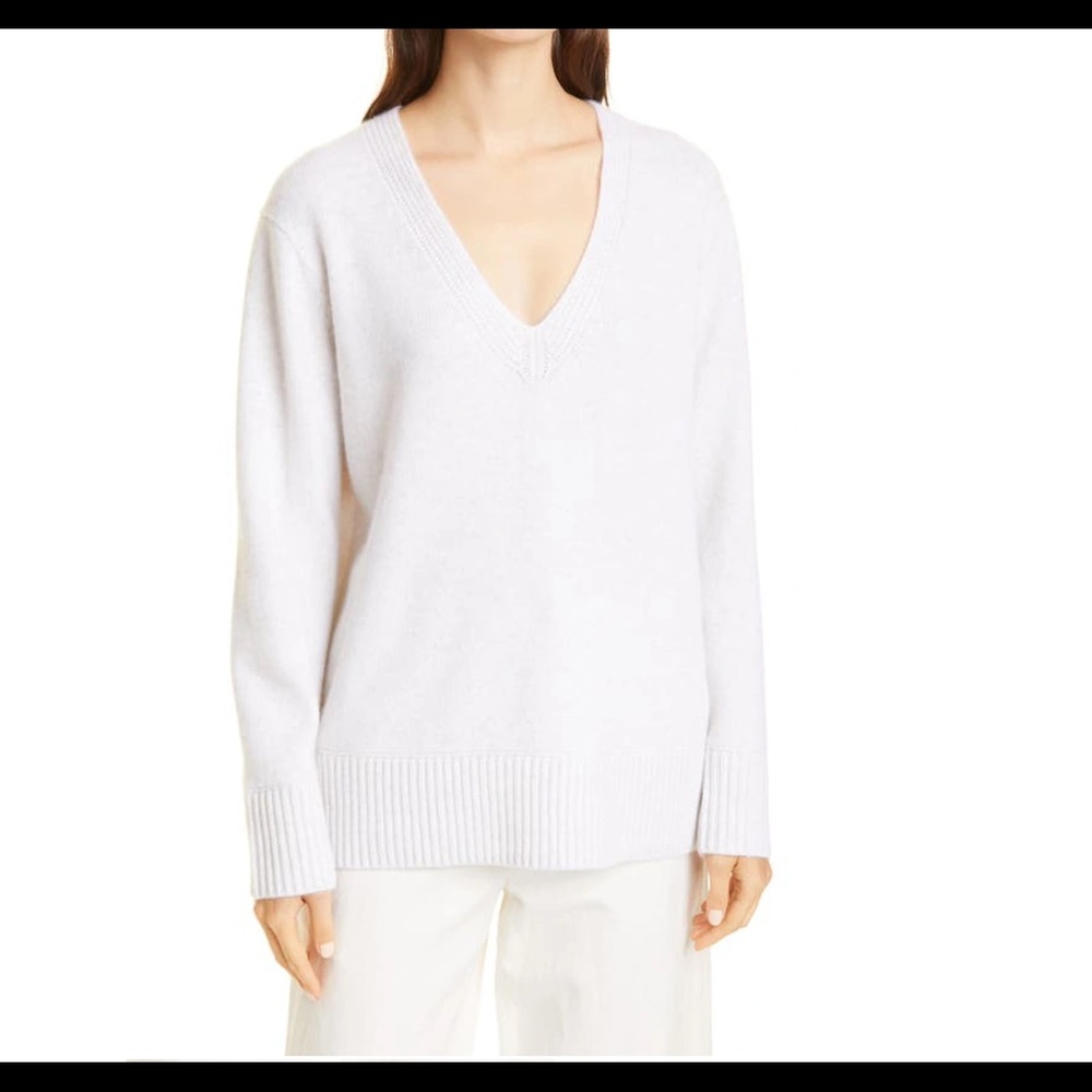 Vince V-Neck Ribbed Wool & Cashmere Blend Sweater